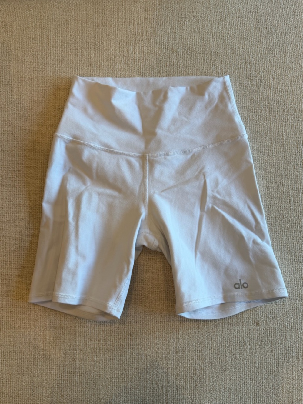 ALO Yoga White High-Rise Bike Shorts